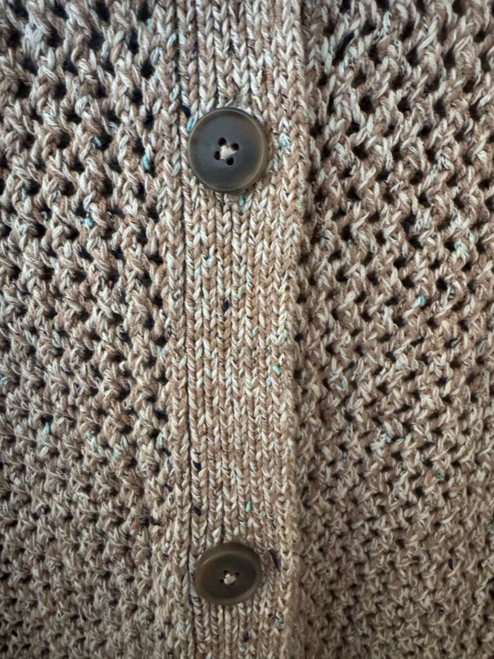 NWT J. Jill XL Button-Up Open-Knit Cardigan Sweater In Rattan Multi Cotton Blend - Picture 5 of 8